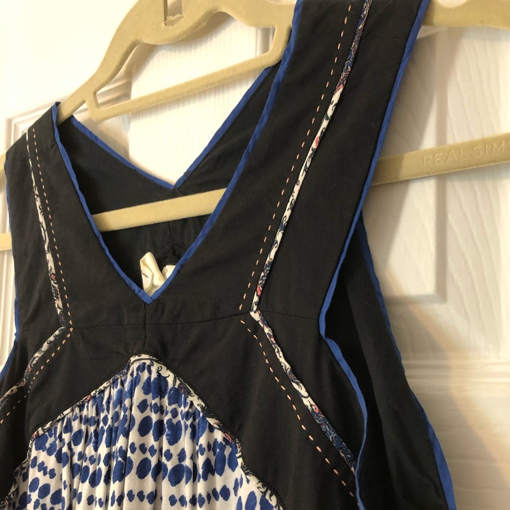 Anthropologie One September Blue and White Patterned Tank Top Sz L - Picture 3 of 4